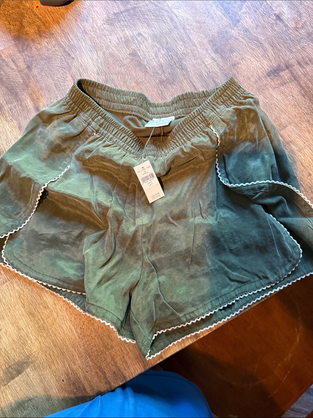 aerie Olive Green Scalloped-Edge Athletic Shorts